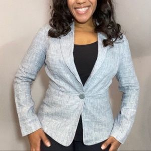 CAbi blue gray linen blazer lightweight jacket top